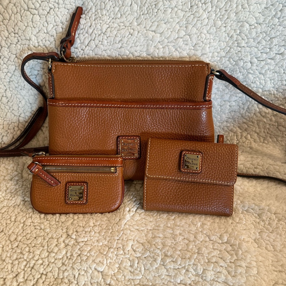 Dooney & Bourke Brown Leather Crossbody Bag Trio
